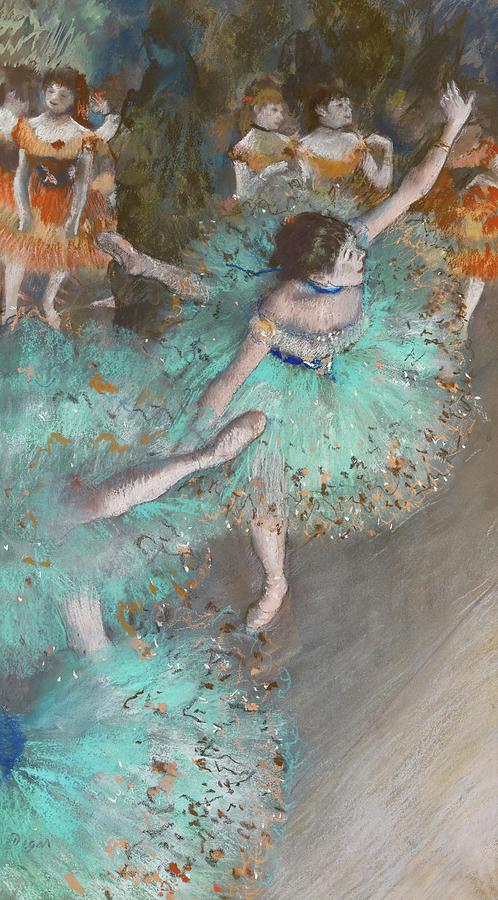 EDGAR DEGAS Danseuse basculant -Danseuse verte- / Swaying Dancer -Dancer in Green-, 1877-1879. Painting by Edgar Degas