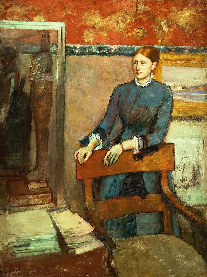 Edgar Degas / Helene Rouart in her Fathers Study, c. 1886, Oil on canvas, 162.5 x 121 cm. Painting by Edgar Degas -1834-1917-