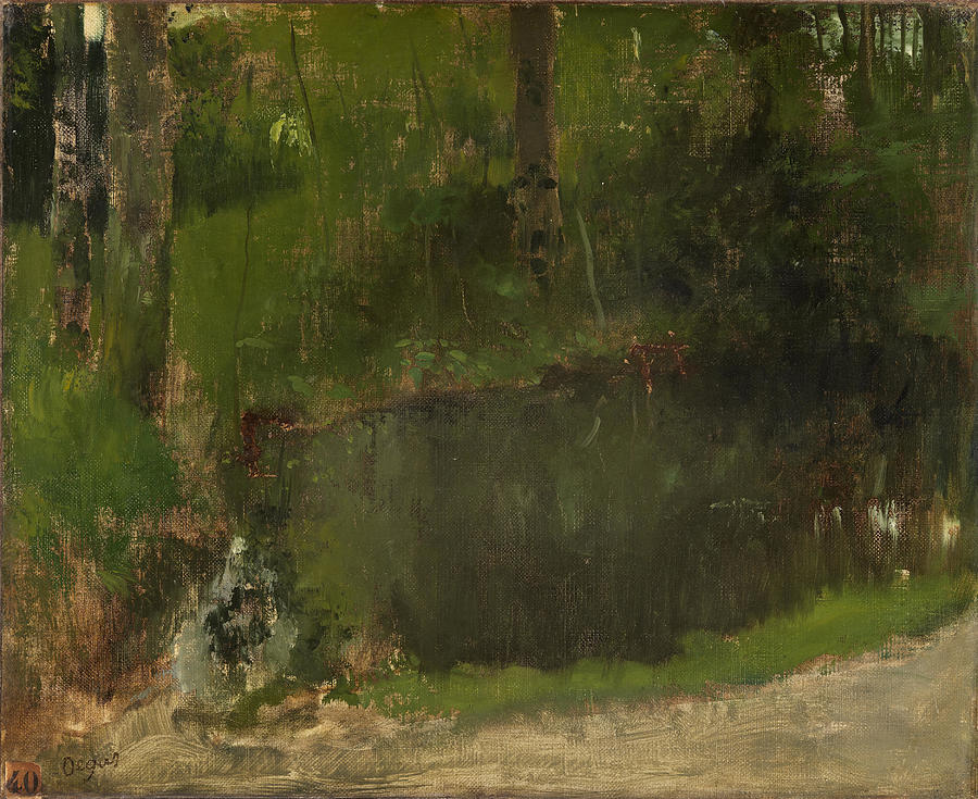 Edgar Degas -Paris, 1834-1917-. The Pond in the Forest -ca. 1867 - 1868-. Oil on canvas. 33.5 x 4... Painting by Edgar Degas -1834-1917-