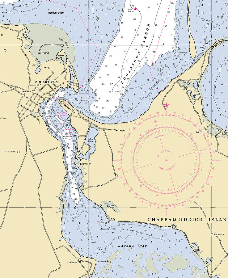 Edgartownmassachusetts Nautical Chart Mixed Media by Sea Koast Pixels