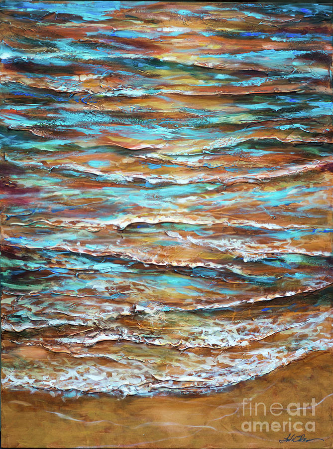 Edge of Tide Sunset Painting by Linda Olsen
