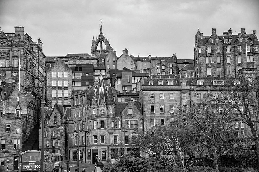 Edinburgh Scotland - Old Town in Black and White Photograph by Bill Cannon