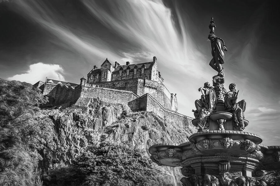 Edinburgh Castle Scotland Black and White Photograph by Carol Japp