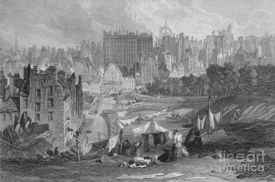 Edinburgh Old Town From Princes Street Drawing by Print Collector