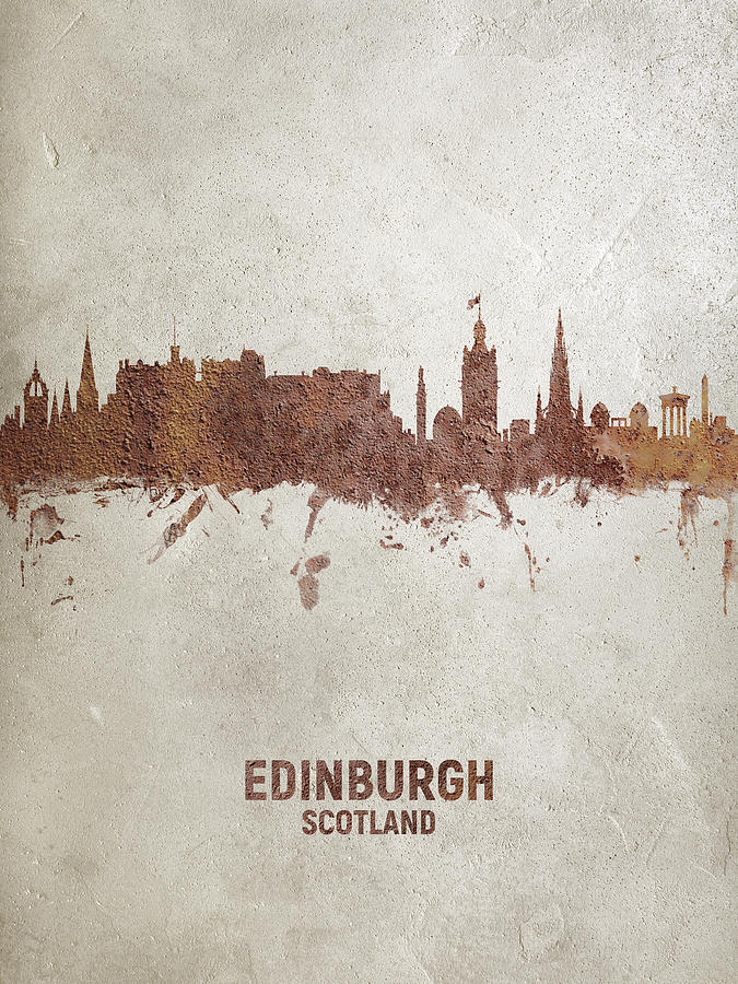 Edinburgh Scotland Rust Skyline Digital Art by Michael Tompsett