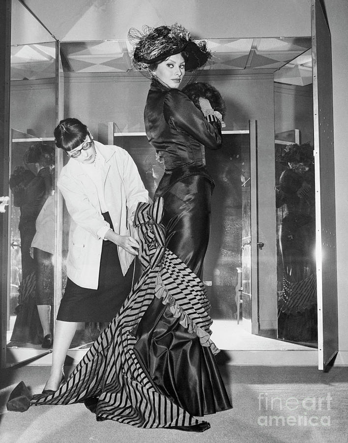 Edith Head Tailors Sophia Lorens Dress Photograph by Bettmann
