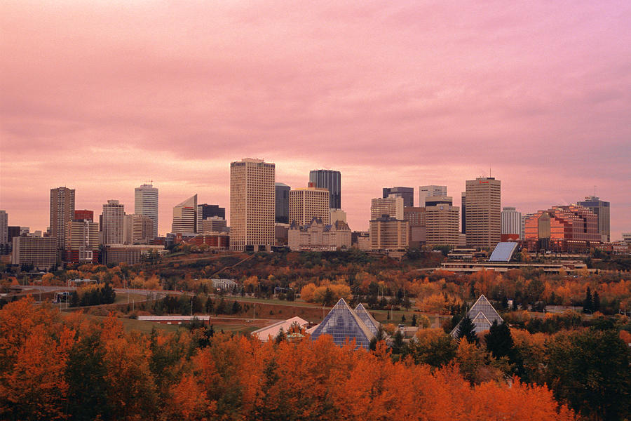 Edmonton Downtown Core With River Photograph by Design Pics