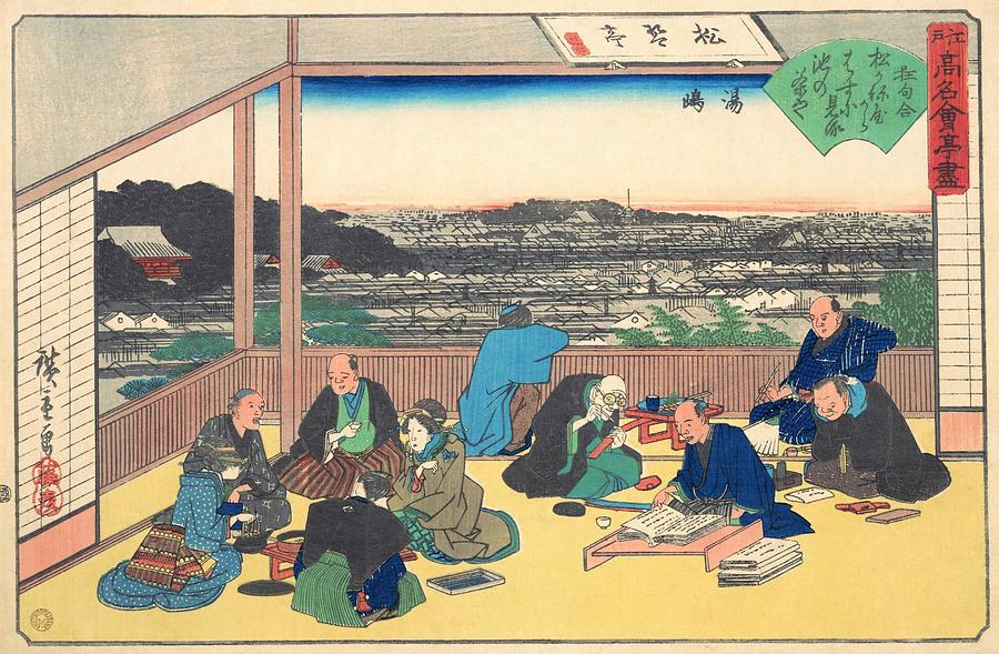 Cool Painting - Edo Komeikaiteizukushi  - Yushima, Shokintei by Utagawa Hiroshige