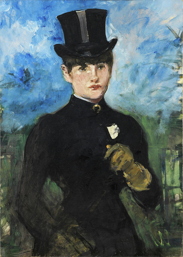 Edouard Manet -Paris, 1832-1883-. Horsewoman, Full-Face -LAmazone- -ca. 1882-. Oil on canvas. 7... Painting by Edouard Manet -1832-1883-