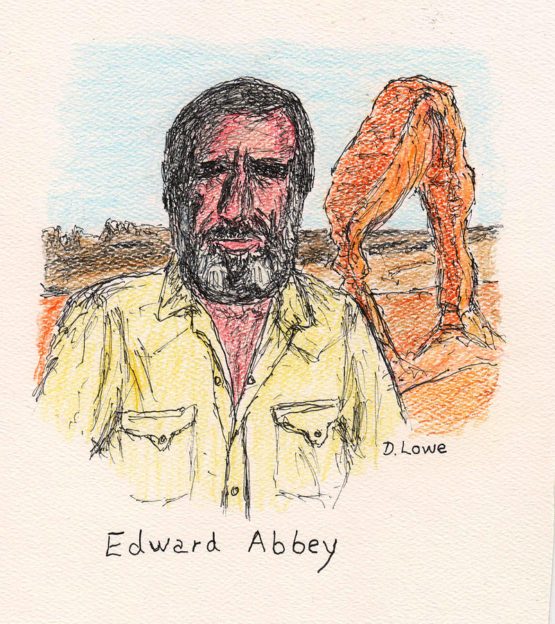 Edward Abbey Drawing by Danny Lowe