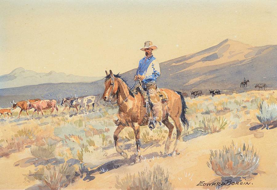 EDWARD BOREIN 1872-1945 The Trail Boss Painting by Celestial Images ...