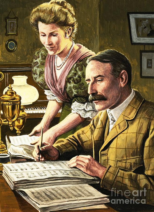 Edward Elgar And His Wife, Caroline Alice Painting by Roger Payne