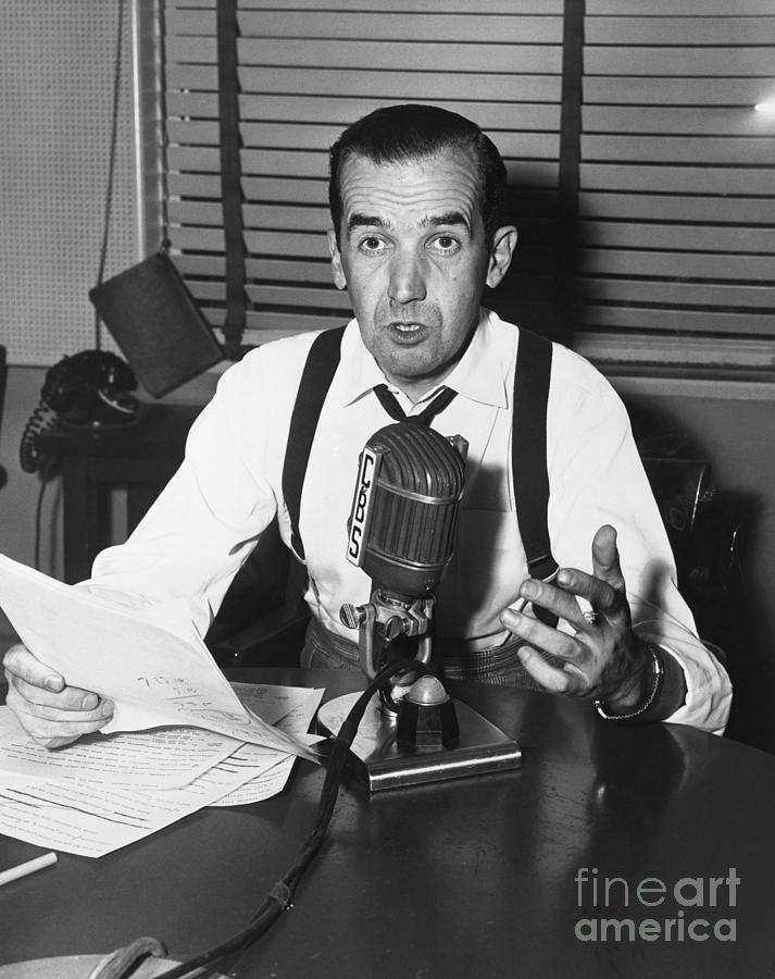 Edward R. Murrow Broadcasting The News by Bettmann