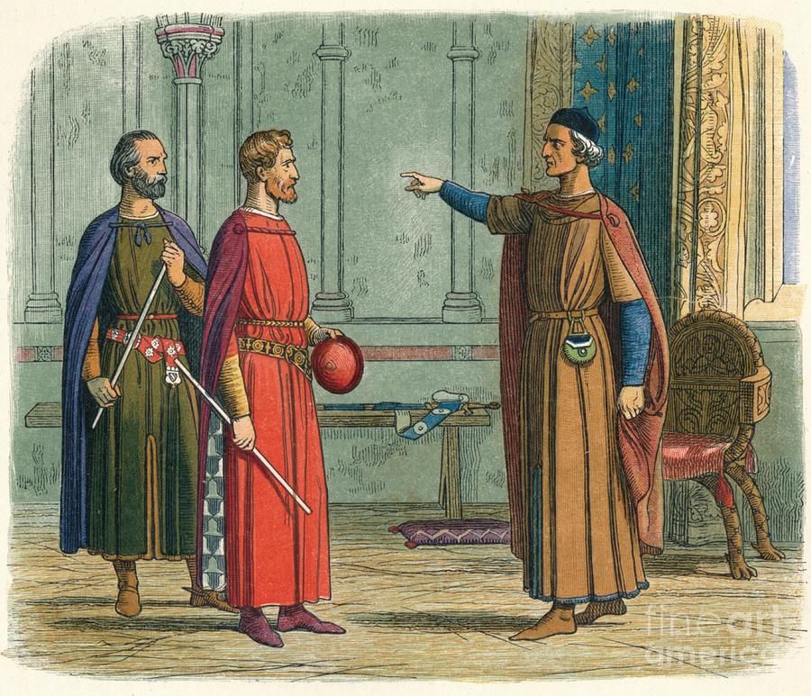 Edward Threatens The Lord Marshal 1297 Drawing by Print Collector