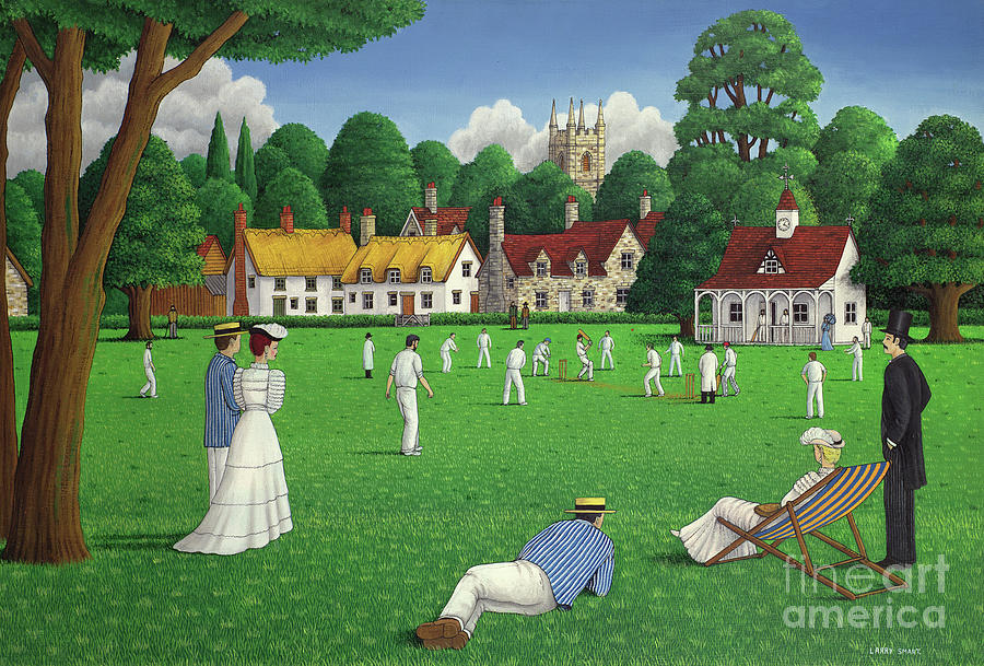 Edwardian Cricket Painting by Larry Smart