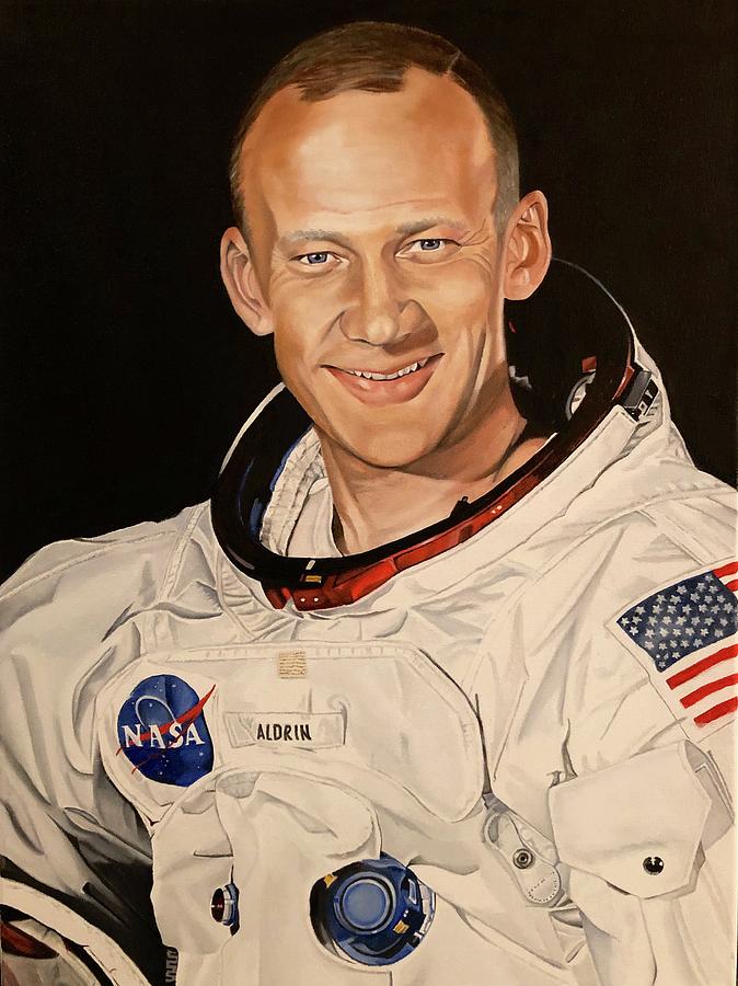 Edwin Buzz Aldrin Painting by Brian Broadway