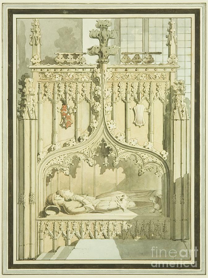 Church Painting - Effigies Of Sir Maurice Berkeley And Wife, In St Marks, 1799 by Master Of The Bristol Church Monuments