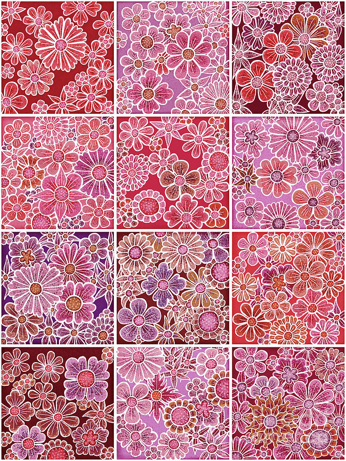 Efflorescent Patchwork V2 Pink Painting by Amy E Fraser
