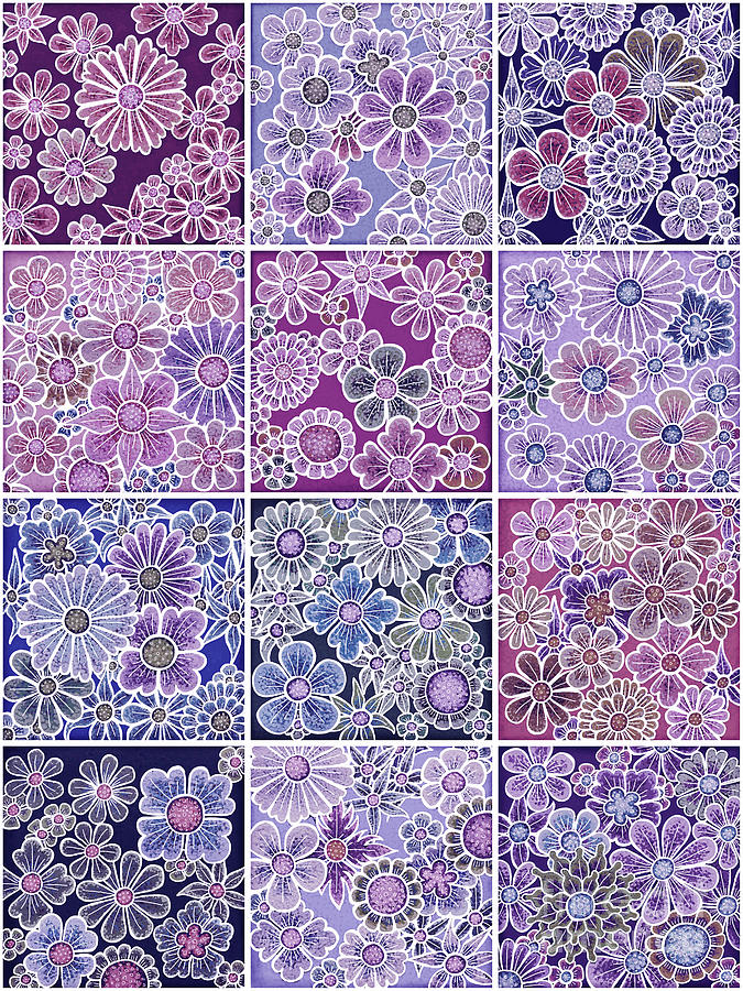 Efflorescent Patchwork V2 Purple Painting by Amy E Fraser