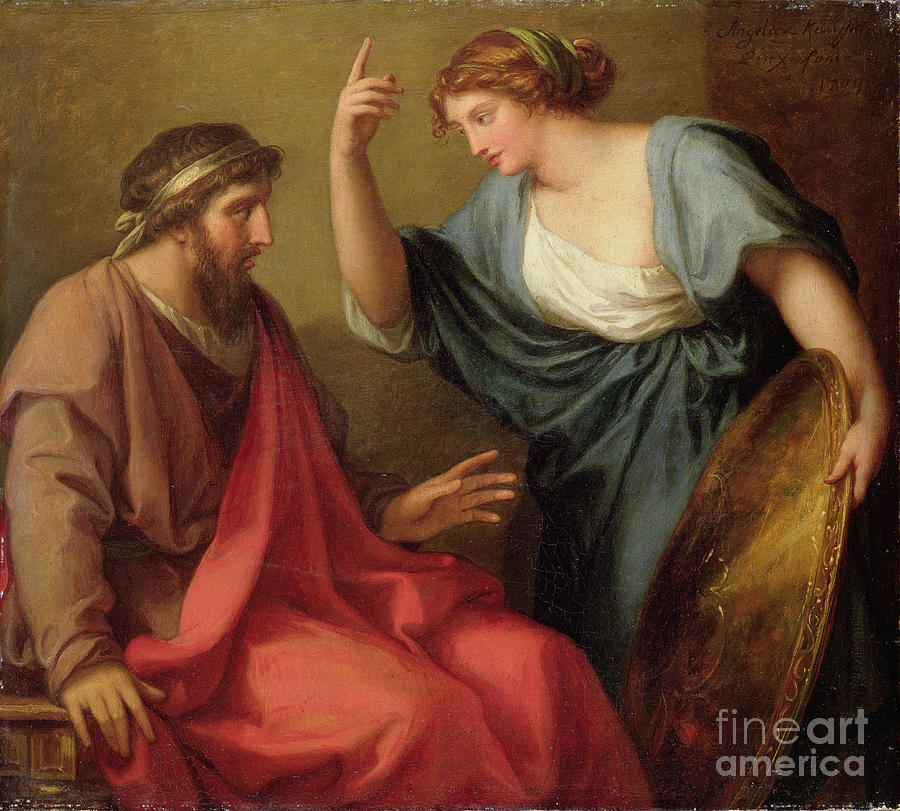 Egeria Handing Numa Pompilius His Shield, 1794 Painting by Angelica ...