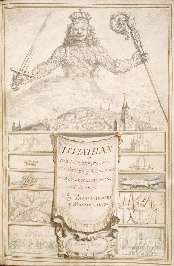 Egerton 1910, Fol.1 Title Page From leviathan, Or The Matter, Forme And Power Of A Common-wealth Ecclesiasticall And Civil, By Thomas Hobbes, 1651 Drawing by Abraham Bosse