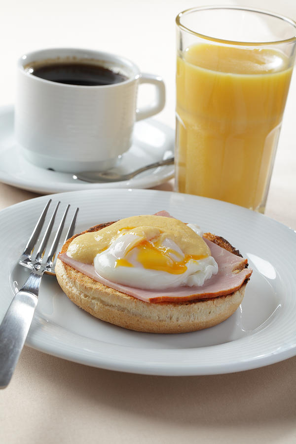 Egg Benedict With Coffee And Orange Photograph by Lilyana Vinogradova