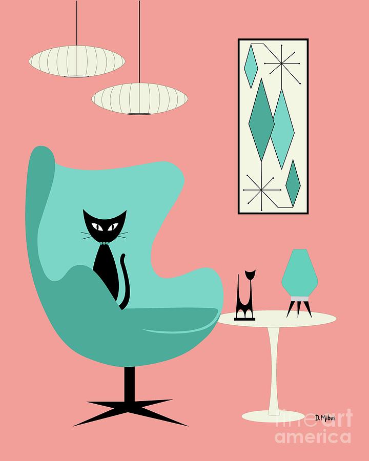 Egg Chair in Pink Room Digital Art by Donna Mibus
