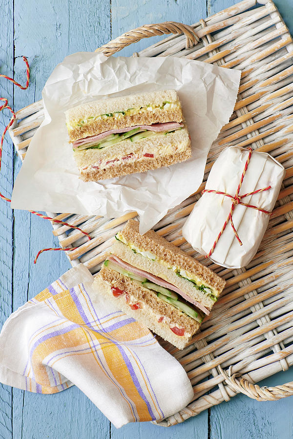 Egg, Ham, Cucmber And Cheese Sandwiches Photograph by Jonathan Short ...