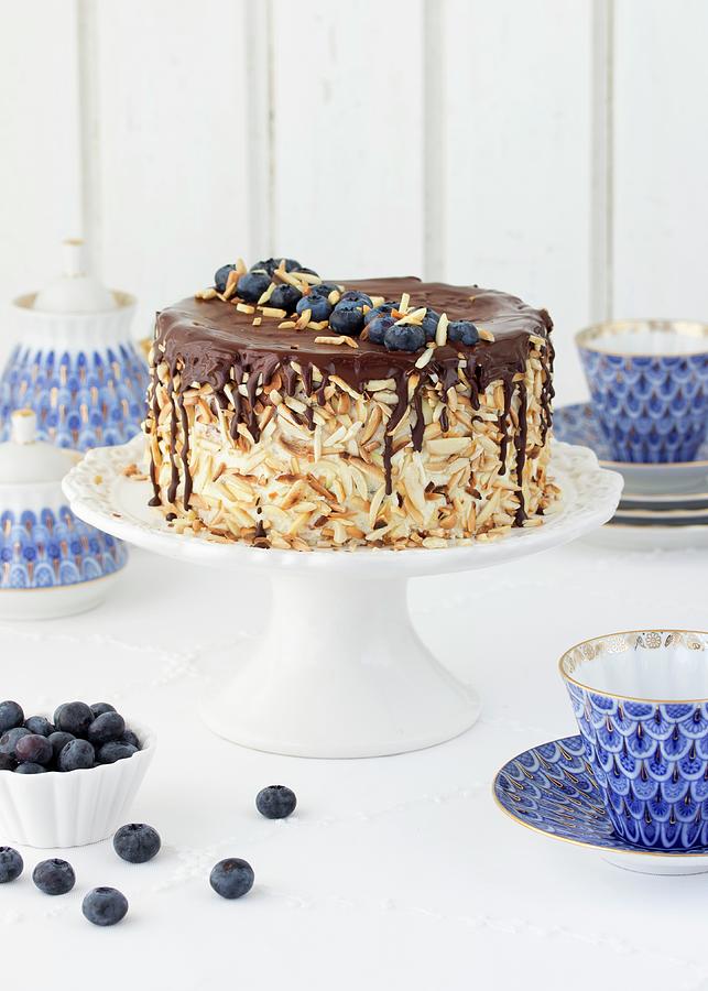 Egg Liqueur Chocolate Cake With Blueberries Photograph by Emma Friedrichs