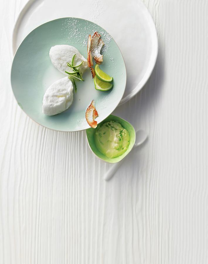 Egg White Dumplings On Matcha Tea And Lime Cream Photograph by Jalag / Jan-peter Westermann