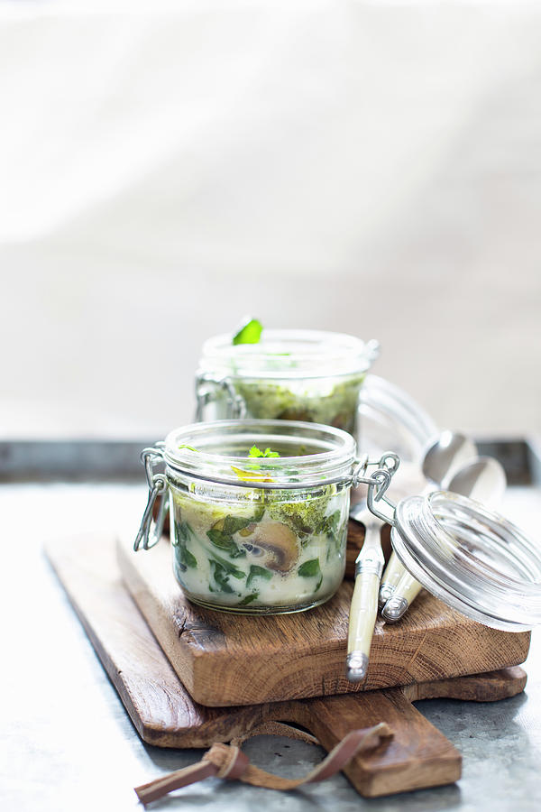 Egg With Herbs In A Preserving Jar Photograph by Lilia Jankowska