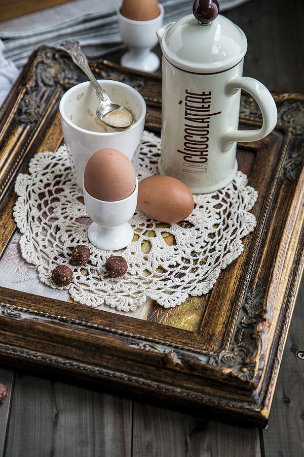 Eggs And Cocoa On A Breakfast Tray Photograph by Sneh Roy