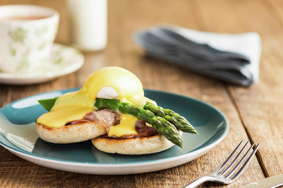 Eggs Benedict With Green Asparagus Photograph by Russel Brown