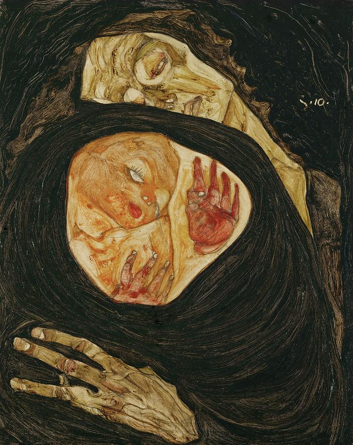 EGON SCHIELE Tote Mutter I Dead Mother I. Date/Period 1910. Painting. Painting by Egon Schiele