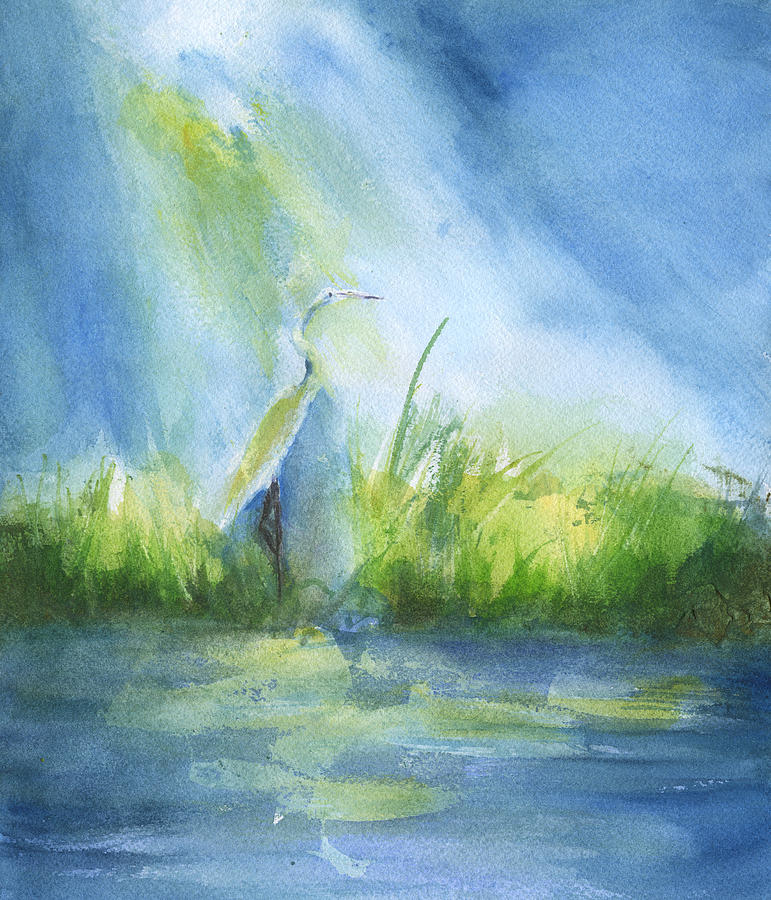 Egret In Sunlight Painting by Frank Bright