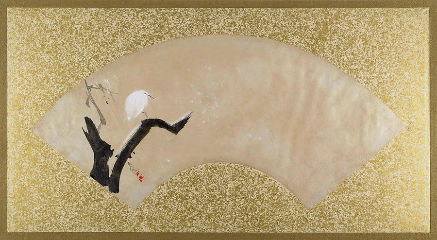 Shibata Zeshin Painting - Egret On Tree Stump - Digital Remastered Edition by Shibata Zeshin Shibata Zeshin Painting - Egret On Tree Stump - Digital Remastered Edition by Shibata Zeshin