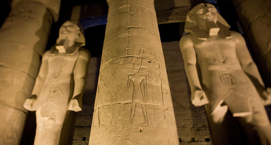 Egypt, Nile Valley, Luxor, Thebes, Nile, Luxor Temple, Statues Of Ramses II Digital Art by Massimo Ripani