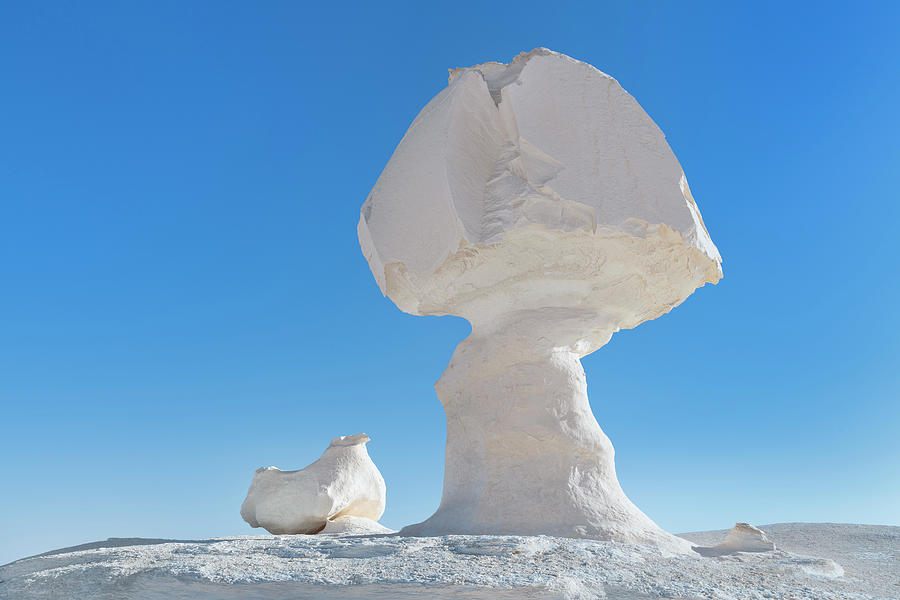 Egypt, Oasis, Farafra, Sahara Desert, White Desert National Park, Libyan Desert, Rock Figure Mushroom Digital Art by Bernd Grundmann