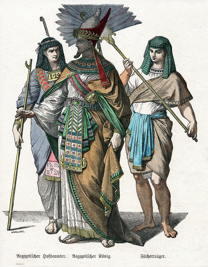 Egyptian King And Male Attendants, Mid Drawing by Print Collector