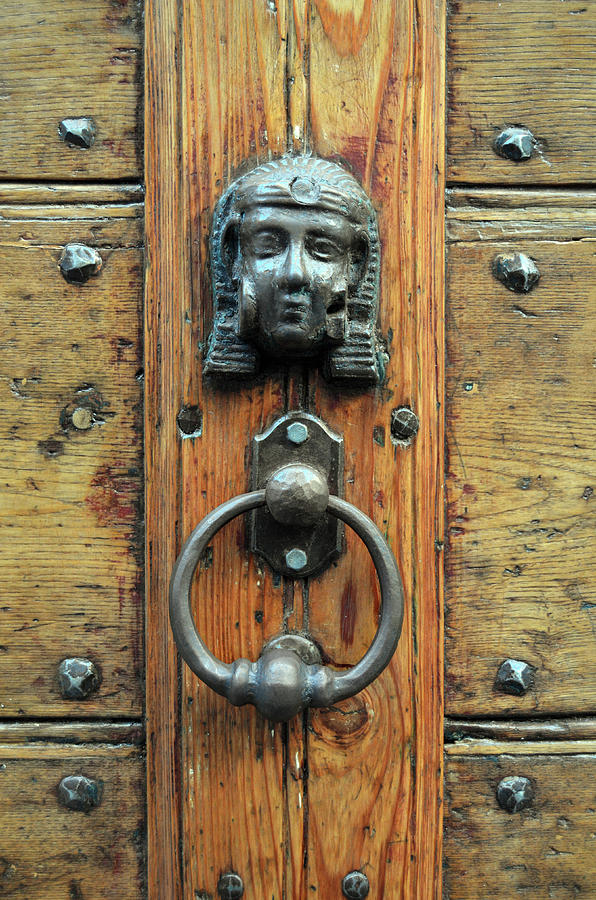 Egyptian Motif Bronze Door Knocker and Nails Rome Italy Photograph by Shawn OBrien