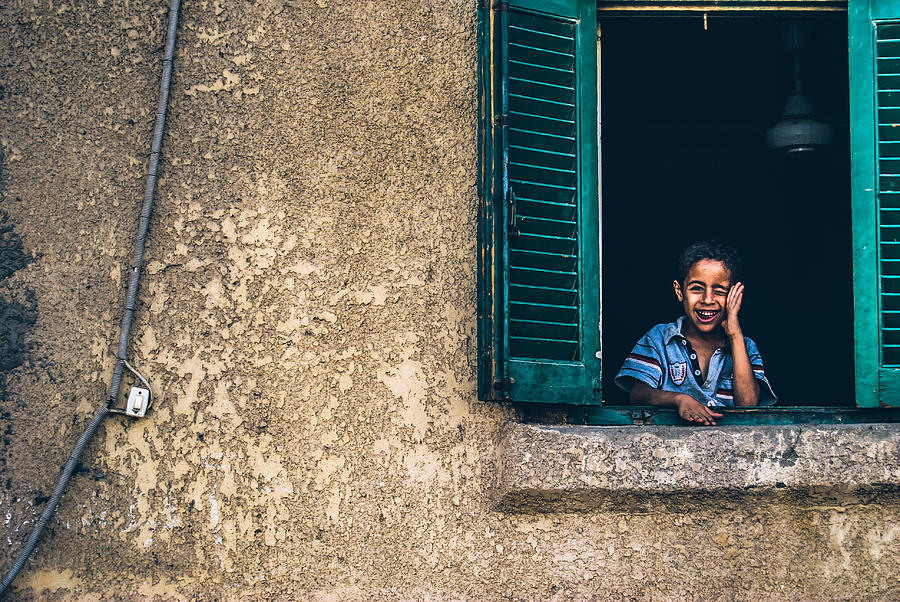 Portrait Photograph - Egyptians Boy Smile, Cairo, Egypt by Mohamed Kazzaz