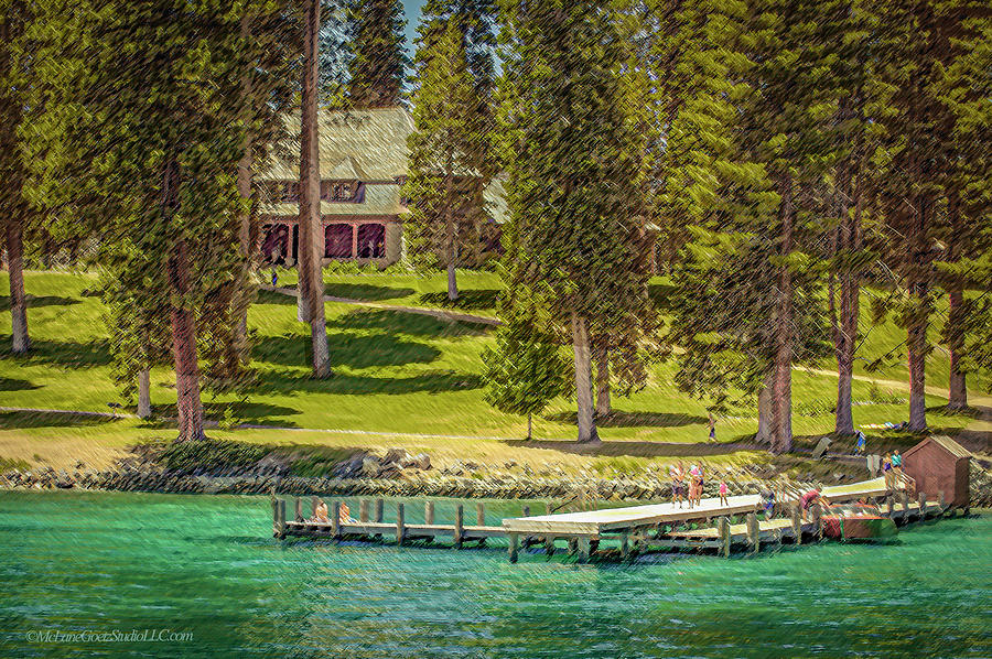 Ehrman Mansion Lake Tahoe Painted Photograph by LeeAnn McLaneGoetz McLaneGoetzStudioLLCcom