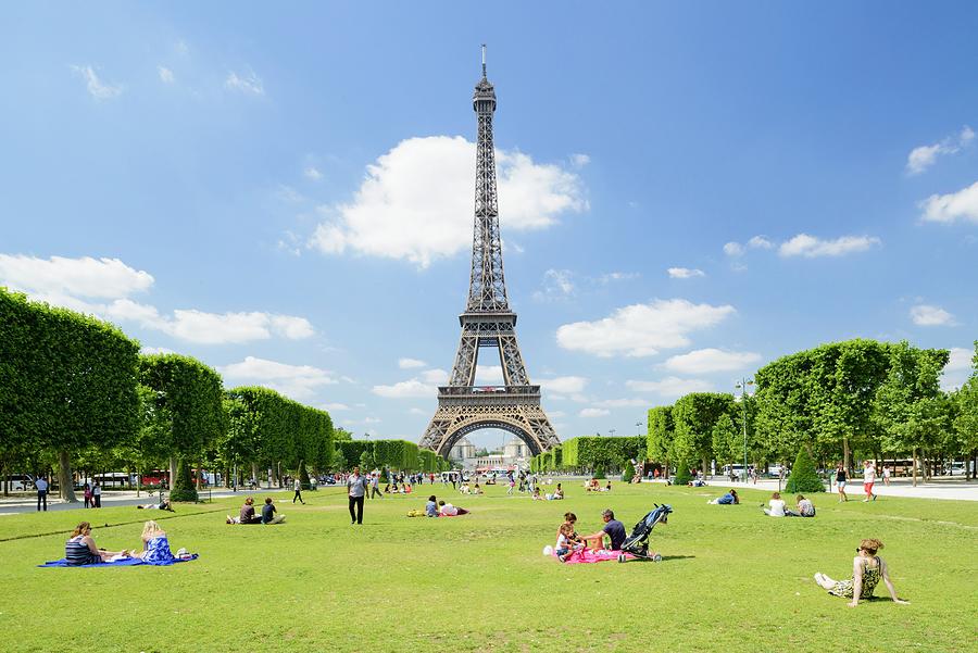 Architecture Digital Art - Eiffel Tower & Champ De Mars In Paris by Claudio Cassaro