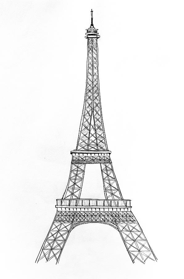 Simple Paris Eiffel Tower Drawing Sketch 