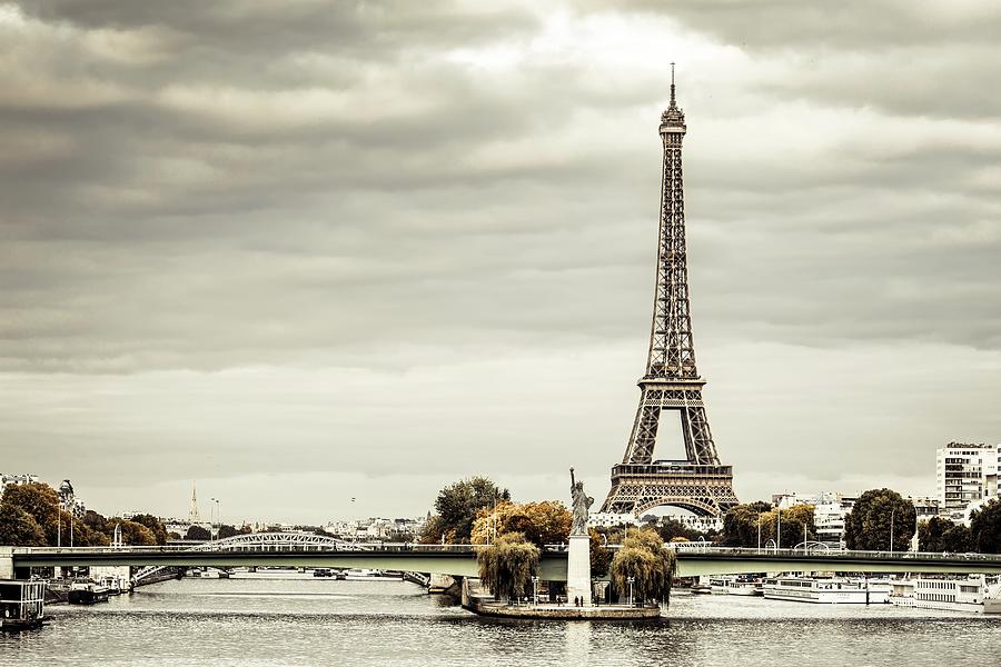 Eiffel Tower Along Seine River Digital Art by Antonino Bartuccio - Fine ...