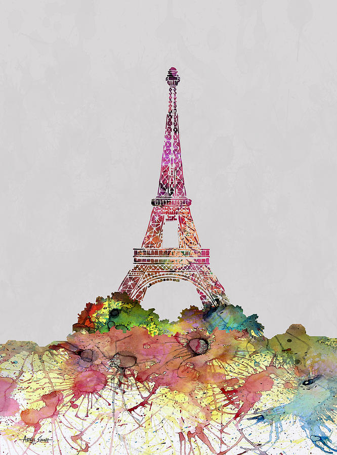 Eiffel Tower, France, Water Color, Artist SinGh Mixed Media by ArtGuru ...