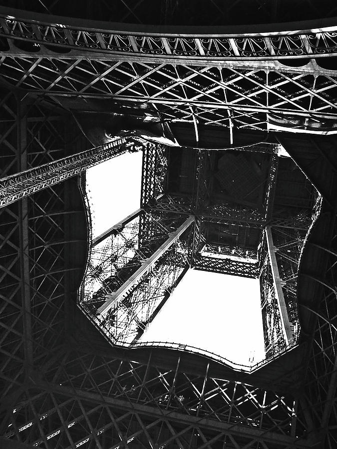 Eiffel Tower From Below Black And White Photograph by Debbie Oppermann