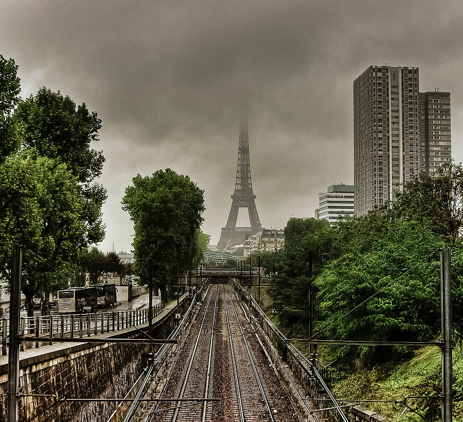 Eiffel Tower In Clouds Photograph by Stéphanie Benjamin