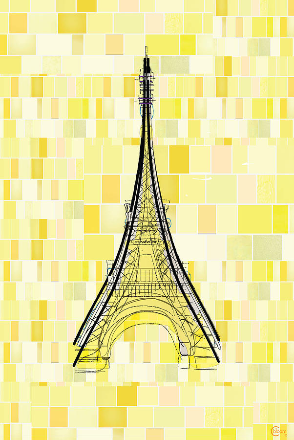 Eiffel Tower in Yellow Drawing by Cecely Bloom