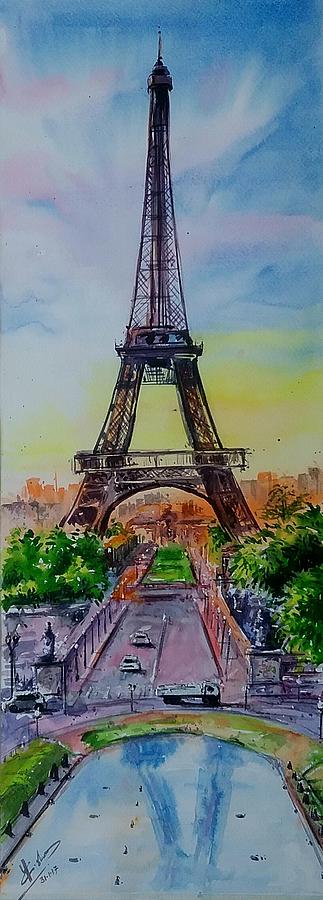 Eiffel tower Painting by Krishnamurthy Yuvaraj - Fine Art America